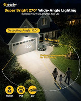 Ensenior Solar Motion Sensor Flood Light with Remote, Black, 4-Pack