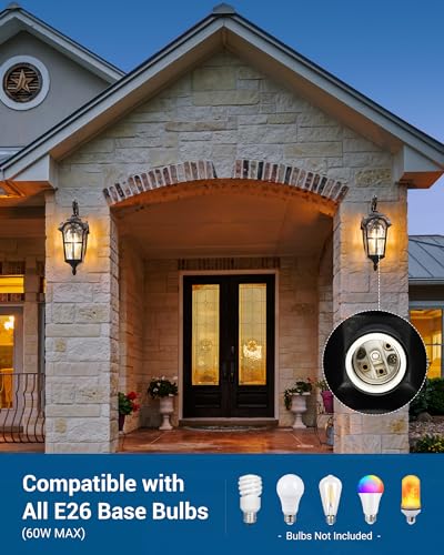 DEWENWILS 17.7" Outdoor Wall Lights, Black Roman Waterproof Porch Lantern