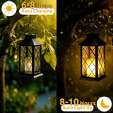 4 Pack 14'' Large Tempered Glass Solar Lanterns Outdoor Waterproof