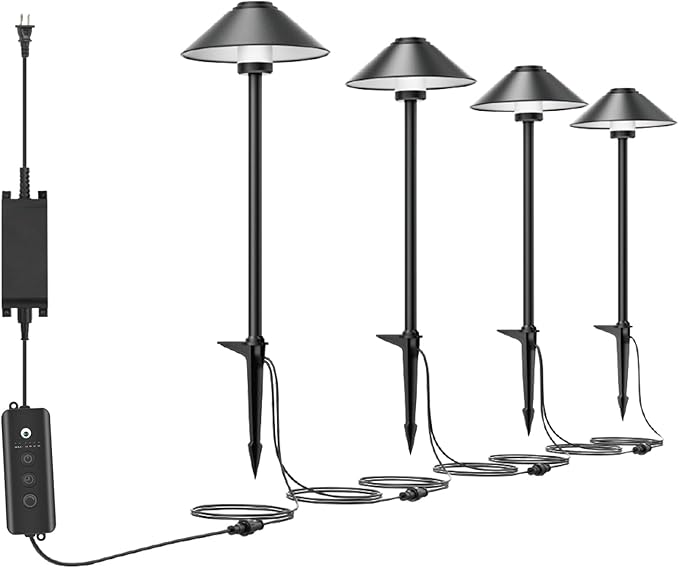 Banord 48FT Outdoor String Lights and 4 Pack LED Pathway Lights Bundle
