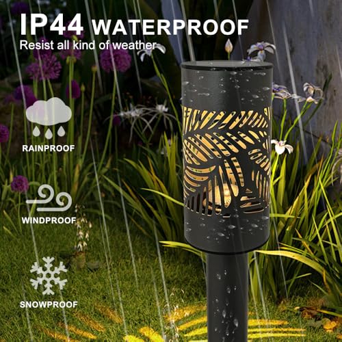 6 Pack 8 Lumens Solar Pathway Lights, Metal Lamp with Grey Power Coating, Warm White Light with Nice Light Pattern on the Ground for Pathway, Lawn and Garden