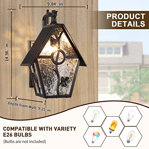 Rustic Outdoor Wall Lanterns Exterior Wall Mounted Sconce Light Designer Style Outdoor Light Fixtures for Home Patio Garden Garage Farmhouse Porch Lighting with Water Glass, Oil Rubbed Brown