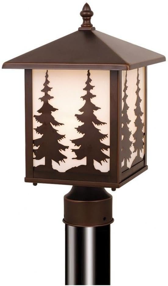 VAXCEL Yosemite 1L Bronze Rustic Outdoor Tree Post Light White Glass | Lumora