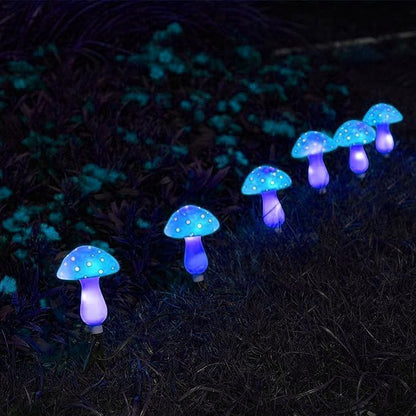 Generic Mushroom Solar Lights Outdoor, Waterproof Mushroom Landscape Lights 8 Lighting Modes Mushroom Garden Fairy Lights (Blue, 3 Pack)