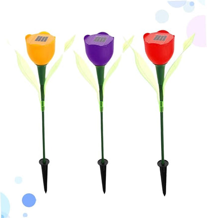 Sosoport 6pcs Solar Led Tulip Garden Lights Weatherproof Outdoor Solar Pathway Lamps for Driveways and Yards Energy Efficient Landscape Lighting Random Colors