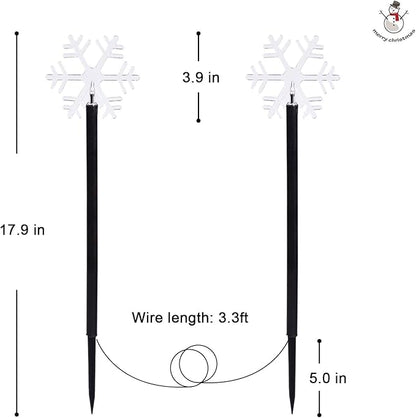 Solar Christmas Snowflake Pathway Lights, Set of 5 Outdoor Garden Lights Decorations，Waterproof Stake Decorative Light for Yard Lawn Porch Walkway Decor (Small Snowflake, 5 Pack)