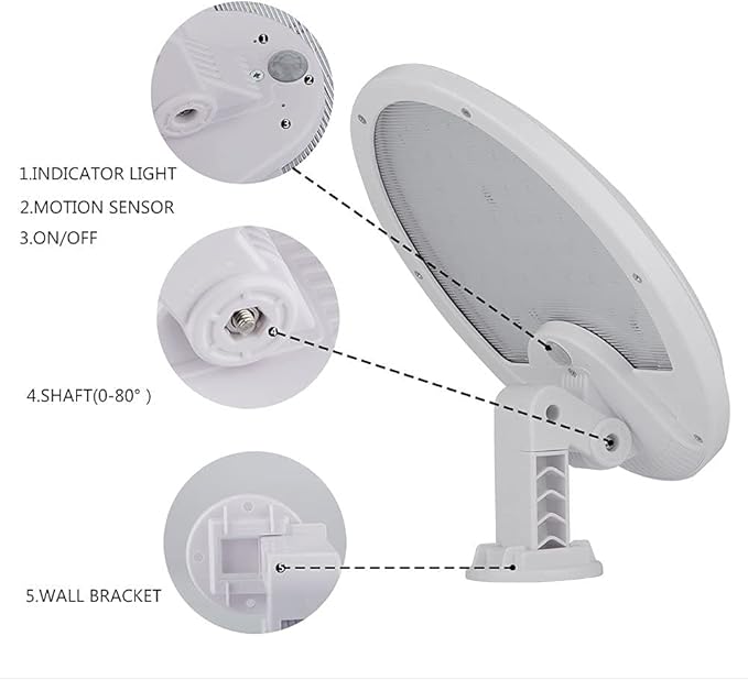 eLEDing Solar Lights Outdoor Super Bright 56 LED Solar Powered Motion Sensor Security Wall Lights with IP65 Waterproof & Rotatable Angle 0-80 Degree for Garage, Patio, Garden, Driveway, Yard