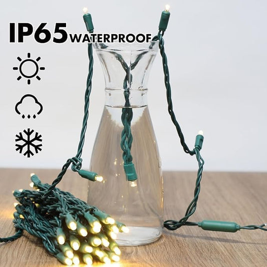 LAMPHOME 200LED (4pk of 50L) String Lights, 30% Twinkle and 70% Steady Bulbs mini String Light, Warm White LED Christmas Lights for Xmas Tree Trunk Yard Porch Outdoor Wedding Party Decorations