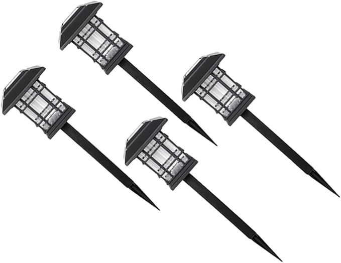 Housoutil Solar Pathway Lights 4pcs Warm White LED Solar Outdoor Garden Lights Waterproof Landscape Lighting for Yard Patio Lawn Walkway