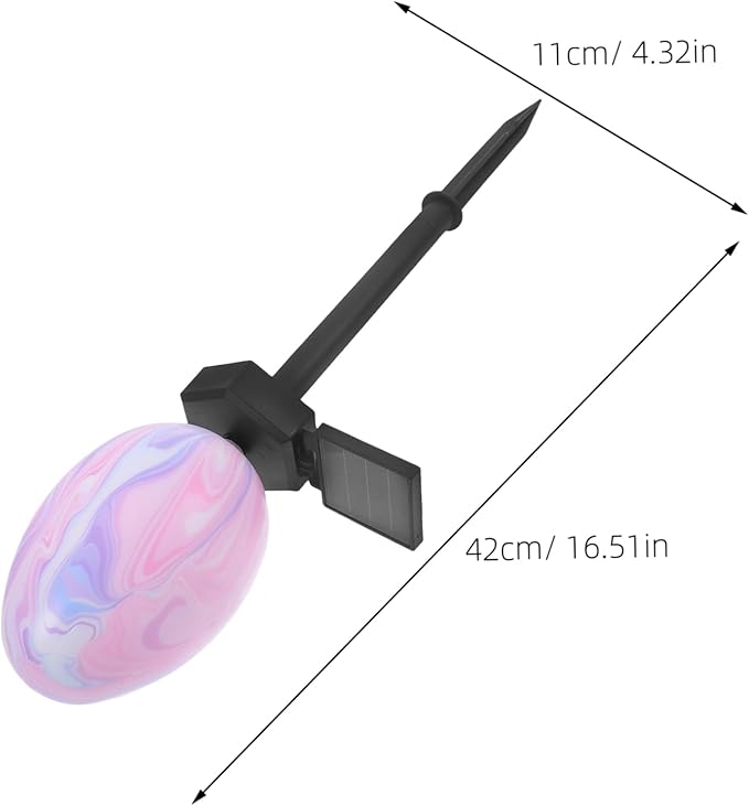 Hemoton Solar Easter Egg Stake Lights for Outdoor Decor Waterproof LED Garden Lights for Pathway and Yard Decoration