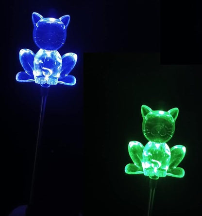 Starry Illuminate 2 PCS Solar Color Changing Style Garden Stake Light Pathway Stake Light (Cat)