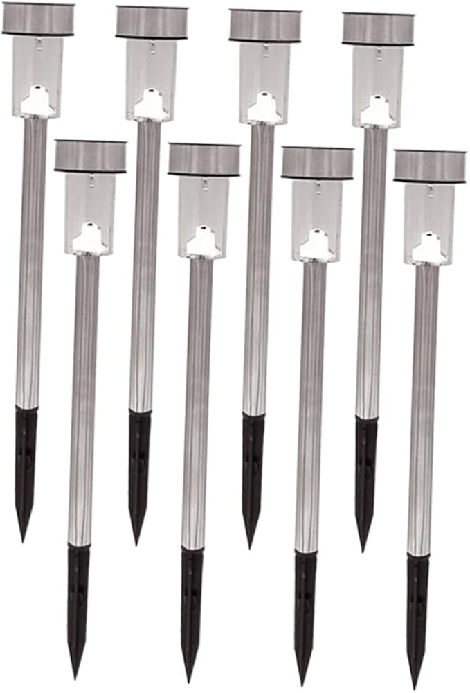 Zerodeko 8pcs Waterproof Solar Ground Plug Lights Stainless Steel LED Landscape Pathway Lamps for Outdoor Garden | Lumora