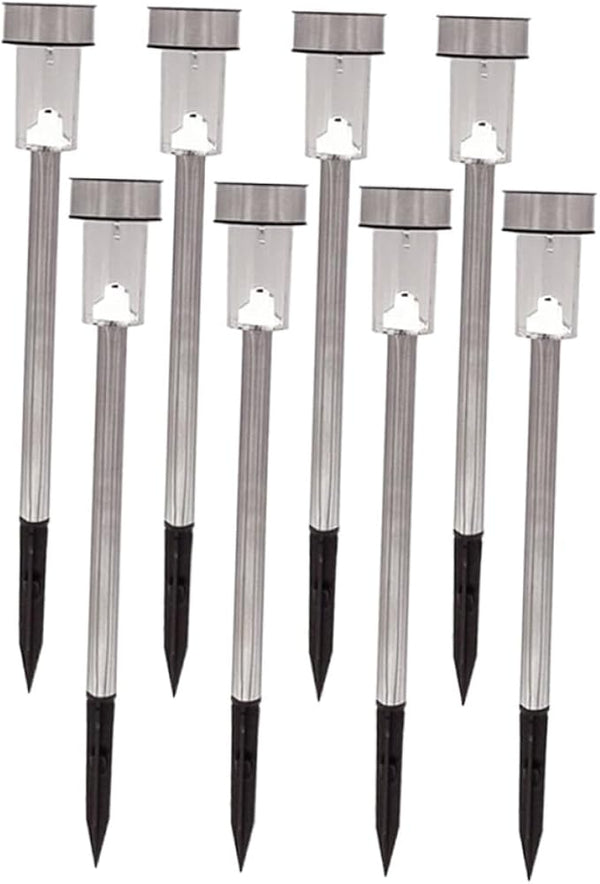 Zerodeko 8pcs Waterproof Solar Ground Plug Lights Stainless Steel LED Landscape Pathway Lamps for Outdoor Garden | Lumora