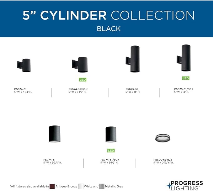 Cylinder Collection 5" Modern Outdoor Wall Lantern Light Black