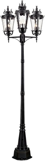 John Timberland Marseille Traditional Outdoor Post Light Street Lantern 3-Light Fixture Textured Black 100" Clear | Lumora