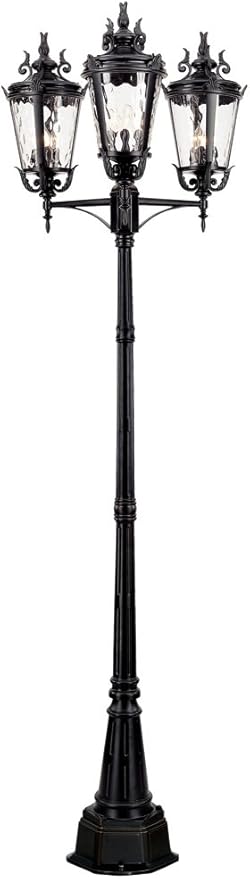 John Timberland Marseille Traditional Outdoor Post Light Street Lantern 3-Light Fixture Textured Black 100" Clear | Lumora