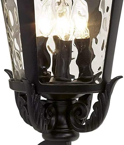 John Timberland Marseille Rustic Vintage Outdoor Wall Light Fixture Textured Black Scroll 27 1/2" Hammered Glass | Lumora