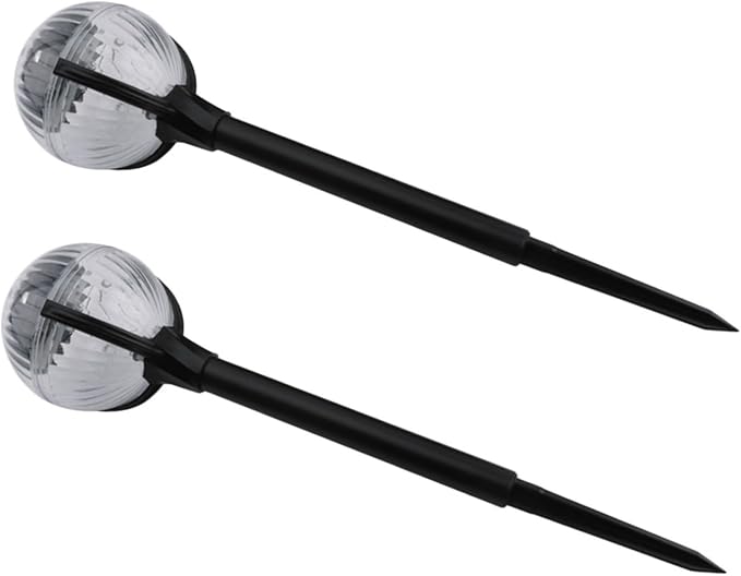 Toyvian Solar Powered Plastic Lawn Lights 2pcs Color Changing Outdoor Garden Pathway Lamps for Patio Yard Landscape Lighting