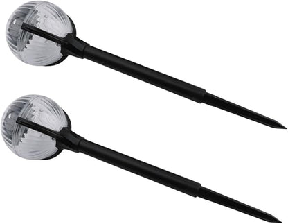 Toyvian Solar Powered Plastic Lawn Lights 2pcs Color Changing Outdoor Garden Pathway Lamps for Patio Yard Landscape Lighting