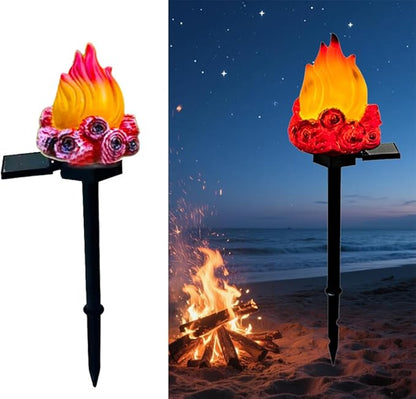 Solar Lights Outdoor，Flame-Shaped Waterproof Auto On/Off Solar Christmas Lights for Balcony, Terrace, Lawn, Courtyard, Garden, Beach. (Short)