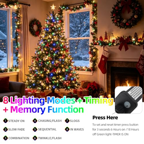 Chuya Christmas Tree Lights Outdoor Indoor String Lights,1000LED 328FT