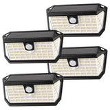 Brightever Solar Motion Sensor Outdoor Lights, 4000LM 344 LEDs Solar Outdoor Lights, IP65 Waterproof Exterior Flood Security Lights with 270° Wide Angle & 3 Modes for Patio Garage, 4-Pack Black