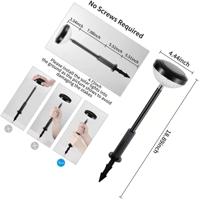 Solar Garden Lights Outdoor LED Solar Stake Lamp Waterproof Landscape Pathway Lawn Lighting for Patio Yard with Ground Stake