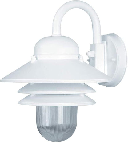 Solus S75VC Nautical Outdoor Wall Light Fixture – Black or White – Composite & Clear Acrylic Lens, LED Bulb Included, Non-Corrosive, Made in USA, (White, Warm White (3000K), Single Pack)