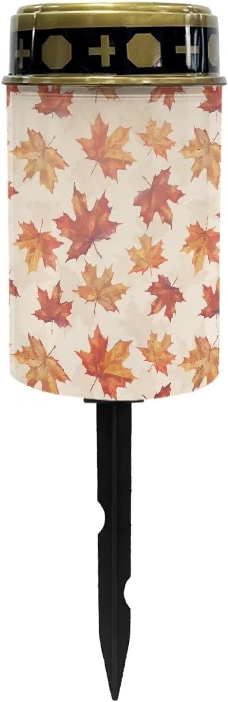 Thanksgiving Maple Leaves Solar Garden Lights Outdoor Waterproof Cemetery Solar LED Lights Flameless Backyard Lights for Kitchen Bedroom Bathroom Outside Decor