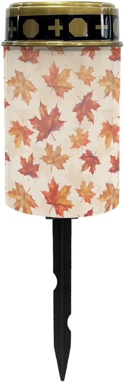 Thanksgiving Maple Leaves Solar Garden Lights Outdoor Waterproof Cemetery Solar LED Lights Flameless Backyard Lights for Kitchen Bedroom Bathroom Outside Decor
