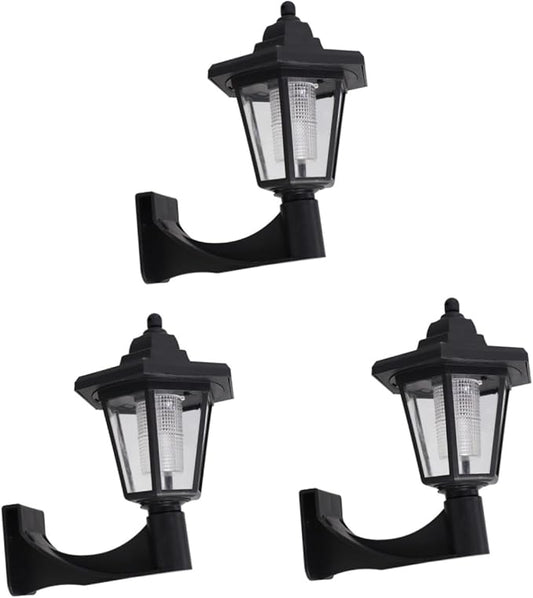 DOITOOL 6pcs Solar Powered Vintage Hexagonal Wall Light Decorative Outdoor Lamp for Garden and Terrace High Brightness Light