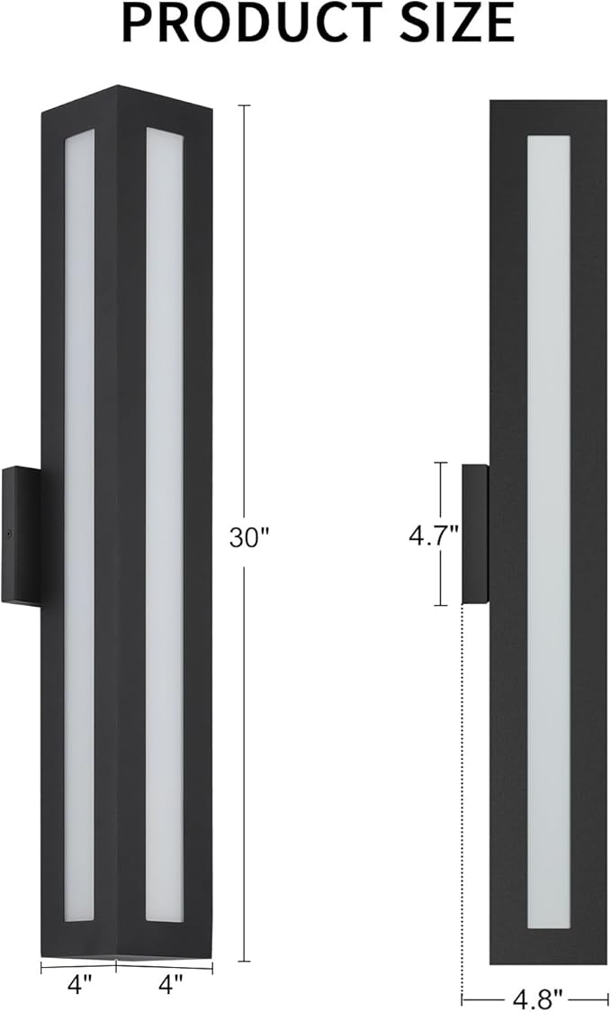 LamQee 30 Inch Modern Outdoor Wall Light Exterior Lighting Fixtures, Integrated LED Contemporary Outdoor Wall Sconce Wall Lighting, Black Outside Lights for House Porch Patio Front Door Garage Indoor
