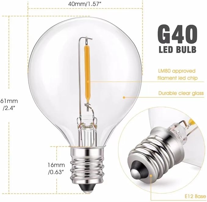 100FT Outdoor Patio Black String Lights with 52 Shatterproof G40 LED Clear Globe Bulbs for Indoor/Outdoor, 2-Pack | Lumora