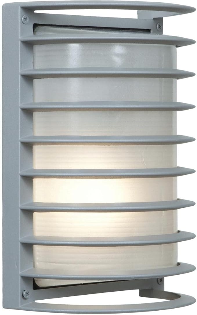 Bermuda - LED Outdoor Rubbed Bulkhead Wall Light - 11"H - Satin Finish - Ribbed Frosted Glass Shade | Lumora