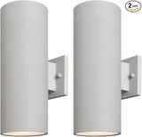 mirrea 14" Modern Outdoor Porch Light Patio Light in 2 Lights with Aluminum Cylinder and Tempered Glass Cover | Lumora