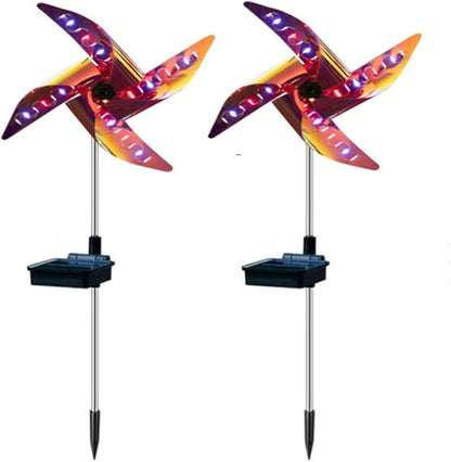 Solar Windmill Light Wind Spinner, Solar Outdoor Yard Lights Christmas Decorations Garden Light, 2 Pack Windmill-Shaped Landscape Path Lawn Lights LED Lamp Spin Pathway Lights
