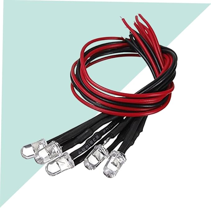 DOITOOL 20pcs White Pre-Round Shape Led Bulb Lamp Low Power Consumption Flexible Cable for Toys and Decorations