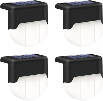 Alipis 4pcs Solar Outdoor Stair Lights, Black Warm Light Solar Pathway Lamps, Waterproof Landscape Step Lighting for Garden Deck Patio Fence