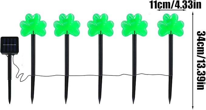 St Patricks Day Outdoor Lights - Lucky Sign Outdoor Lights Decorations, Shamrocks Stake Led Solar Lights | Yard Art | Lumora