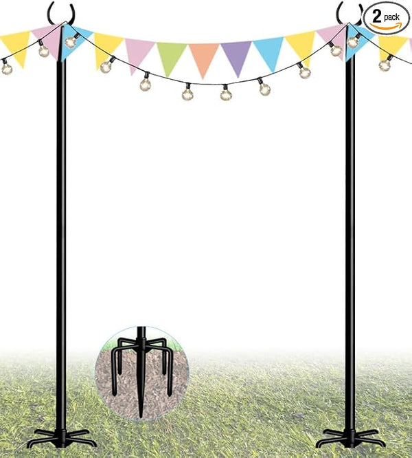 10FT String Light Pole Stand | Outdoor String Lights Hanging, Use for Backyard, Garden, Patio, Party, Festival | Lumora