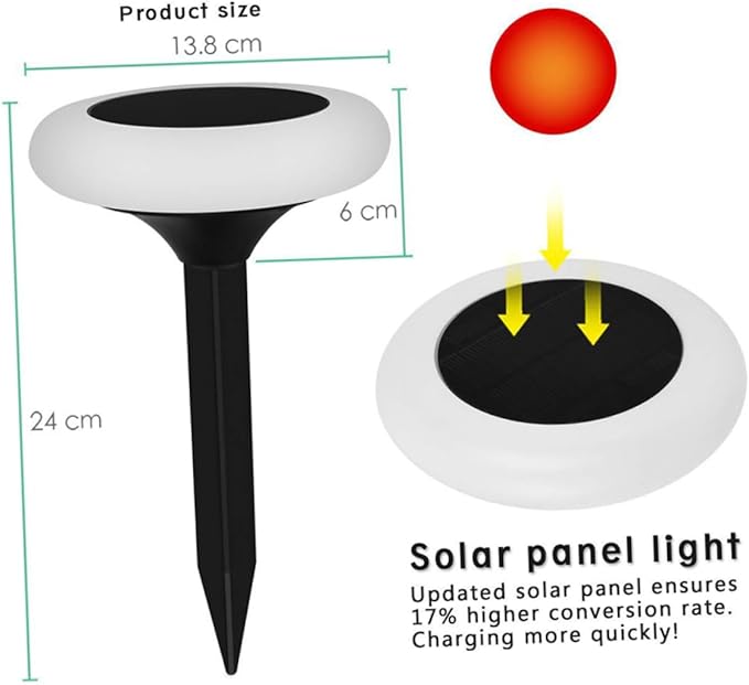 POPETPOP RGB Solar Garden Light Walkway Lights Solar Powered Ground Plug Outdoor Landscape