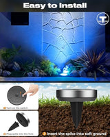btfarm 16 Pack Solar Lights Outdoor Waterproof, 8 LED Solar Ground Lights