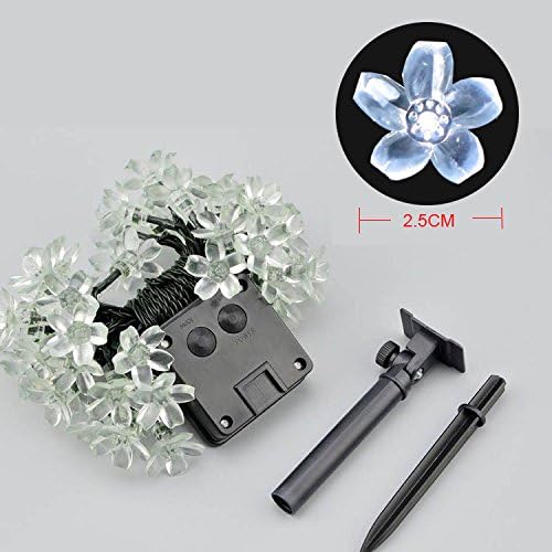 Hann® Solar String Lights, 21ft 50 LED Fairy Blossom Flower Christmas Decorative Lighting for Outdoor Home Lawn Garden Wedding Patio Party and Holiday Decorations (50 LED Peach Blossom White)
