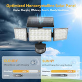 Solar Lights Outdoor, 3500LM 168 LED Motion Sensor Solar Flood Lights, 3 Heads 300° Wide Angle, 3 Modes IP65 Waterproof Solar Security Lights for Yard Garden Patio, 1 Pack (Black)
