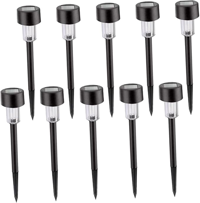 NUOBESTY 10Pcs Solar Powered Landscape Lights LED Garden Lamp for Pathway and Driveway Outdoor Lighting for Patio and Events White Light