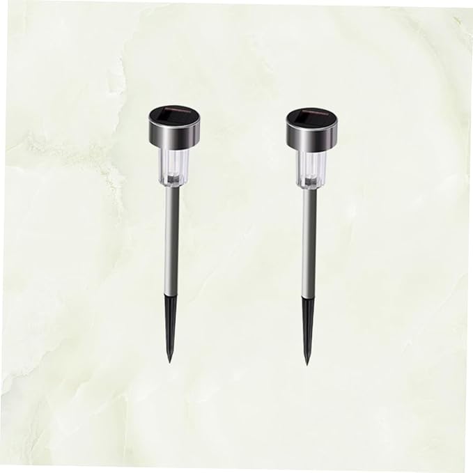 Mikikit 2pcs Stainless Steel Solar Garden Lights Led Pathway Lights for Outdoor Auto Solar Ground for Landscape Patio Pathway
