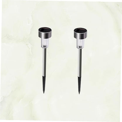 Mikikit 2pcs Stainless Steel Solar Garden Lights Led Pathway Lights for Outdoor Auto Solar Ground for Landscape Patio Pathway