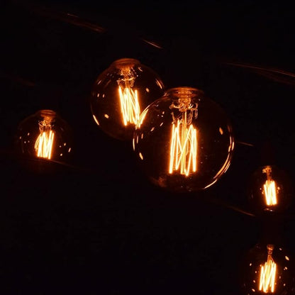 Hometown Evolution, Inc. Edison Bulb Outdoor String Lights with Hand-Threaded Filament (G60 Lantern Edison - Black Wire, 25 ft)