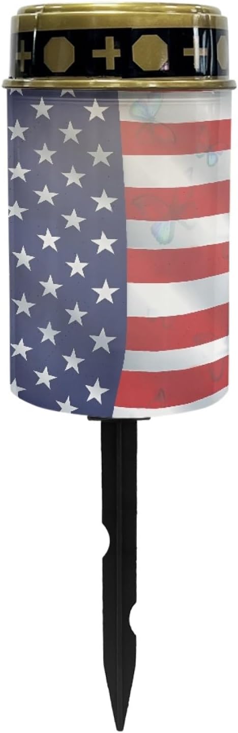 US Flag Solar Stake Lights Outdoor Solar Garden Pathway Lights for Yard Patio Flameless Warm White Walkway Lights Landscape Decorativer Lighting for Driveway Path,Pretty Soptlights