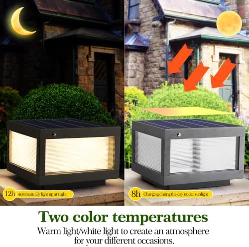 12" Black Solar Powered LED Post Cap Light, Modern Outdoor LED Fence Light for Pathways, Decks, and Patios (1-Pack) | Lumora